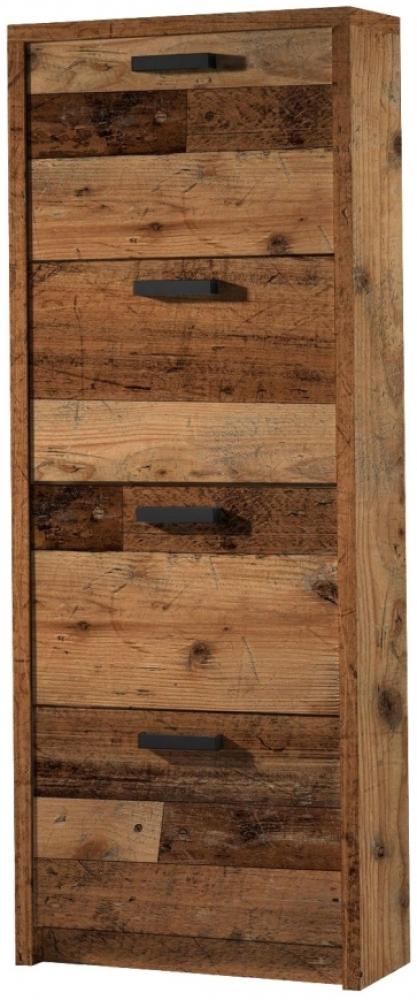 Schuhkipper Schuhschrank Garderobe 4 Doppelwalzen 64 x 164 x 24 cm Texas Oak Bild 1