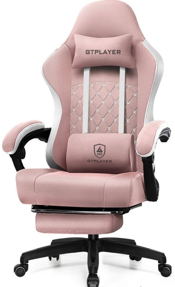 GTPLAYER Gaming-Stuhl Ergonomischer Gaming Sessel Schreibtischstuhl mit Stoffoberfläche, Federsitzkissen mit Fußstütze Bild 1