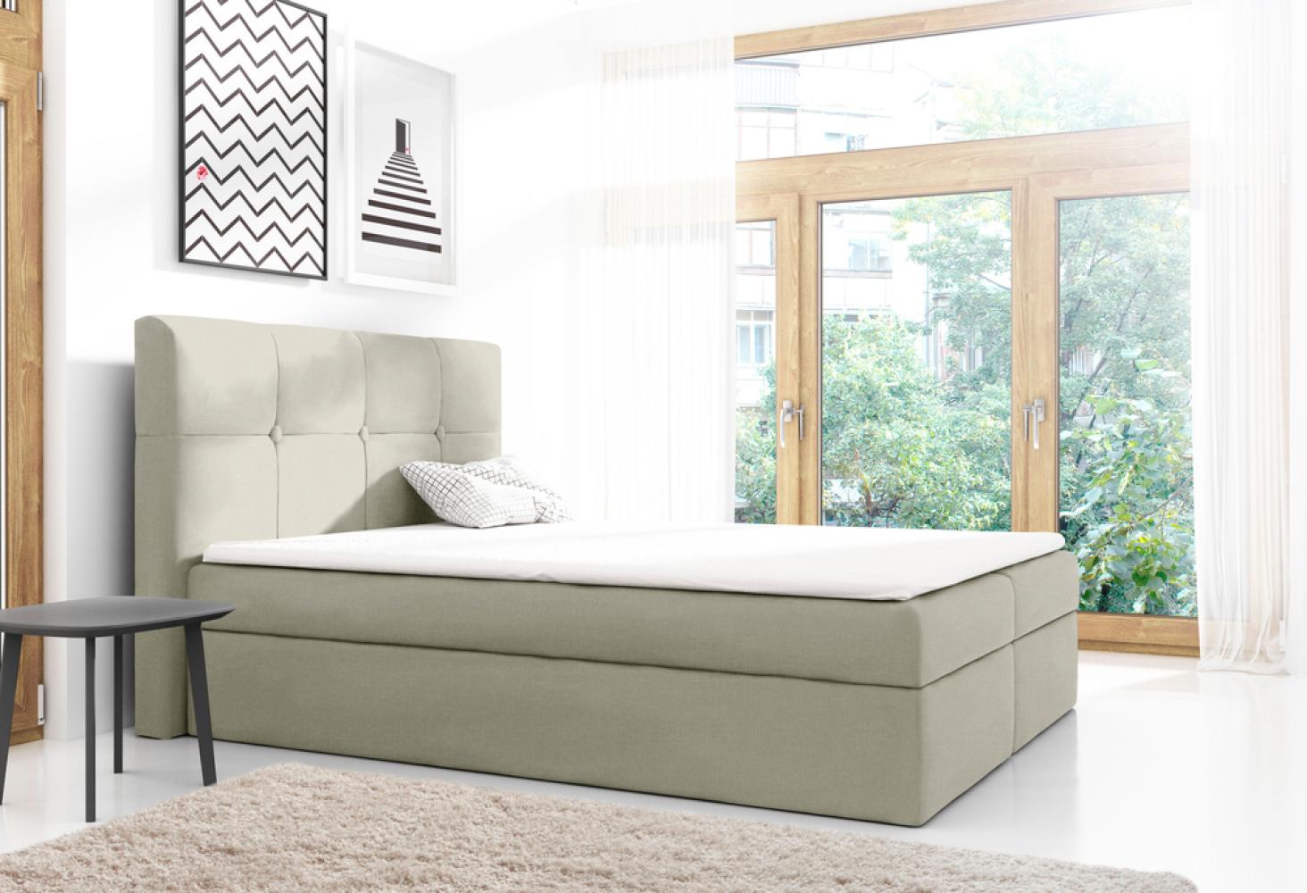 99rooms Verduro Boxspringbett Strukturstoff INARI Beige 200x200 cm Bild 1