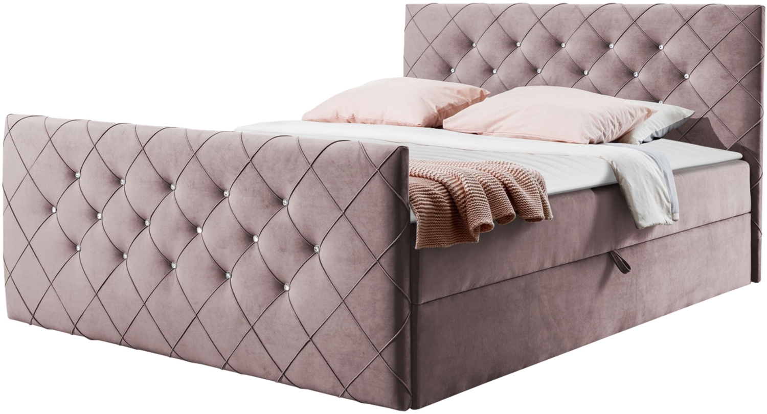 Boxspringbett Utren, Rosa, 180 x 200 cm Bild 1