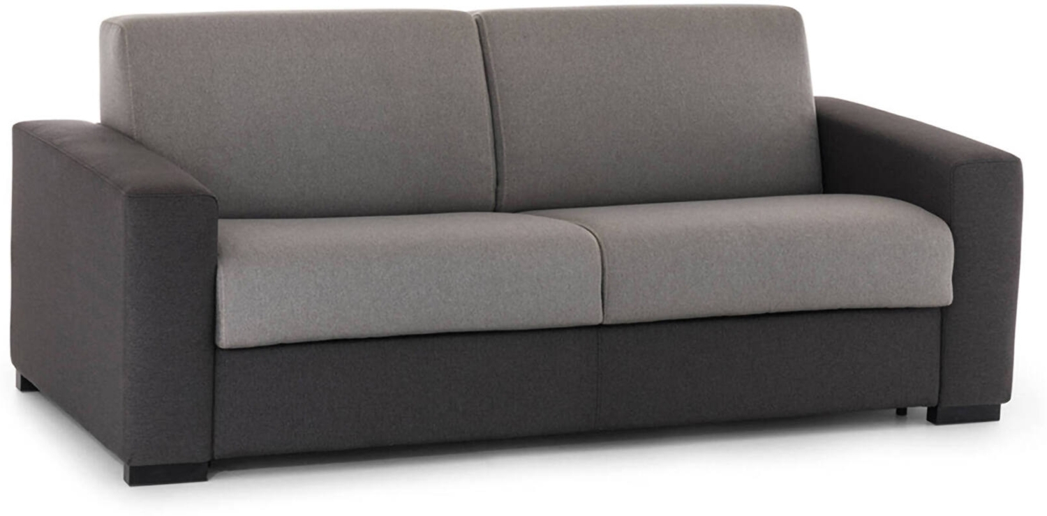 Dmora 2-Sitzer festes Sofa Azier, Wohnzimmersofa aus gepolstertem Stoff, Standardarmlehnen, 100 % Made in Italy, 200 x 95 x 90 cm, Grau und Anthrazit Bild 1