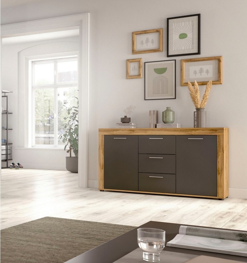 INOSIGN Sideboard Aosta, Breite 125 cm, in verschiedenen Farbausführungen, mit 2 Türen und 3 Schubkästen, Wohnzimmer, Kommode, Schrank Bild 1