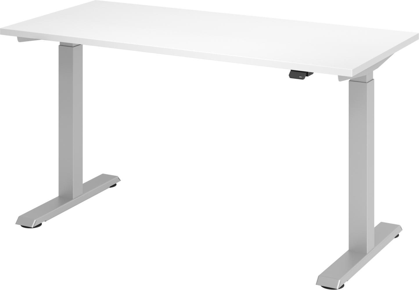 bümö elektrisch höhenverstellbarer Schreibtisch weiß 140x67 cm - kleiner Schreibtisch höhenverstellbar elektrisch, elektrischer Schreibtisch & Gaming Tisch, Stehschreibtisch, XMST-Mini, XMST614-W-S Bild 1