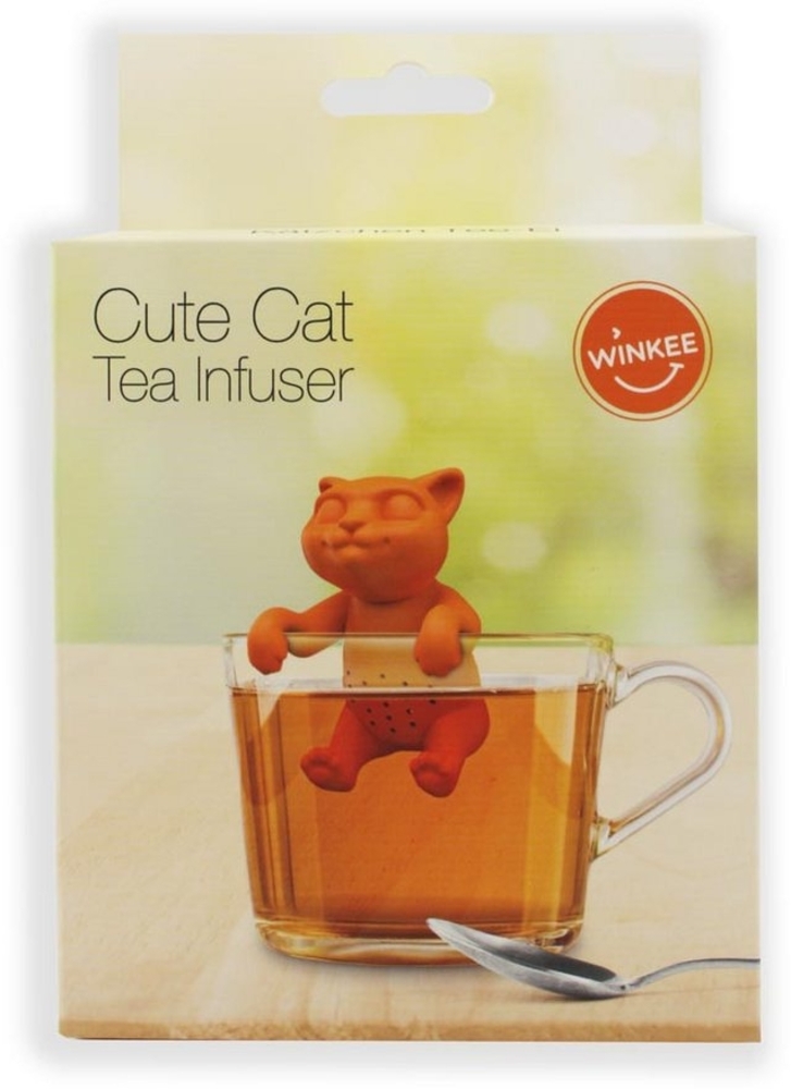 Winkee Teesieb Katze (Cute Cat) Orange, Silikon, (Tee-Ei, 1-St, lebensmittelecht), ca. 8 cm hoch Bild 1