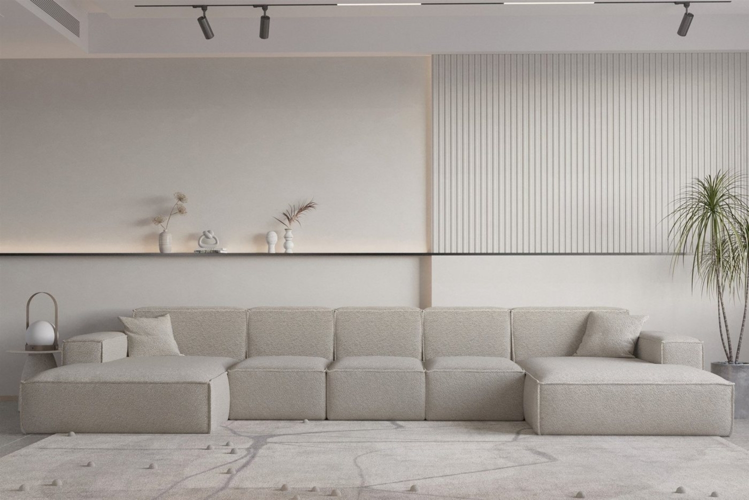 Wohnlandschaft U-Form CELES PREMIUM XL in Stoff Ascot Bukla Beige Bild 1