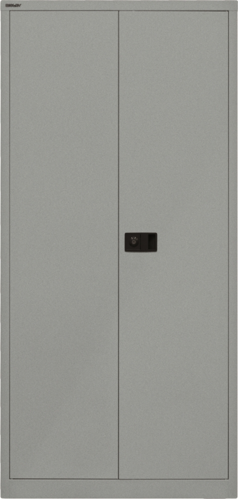 BISLEY Universal Garderobenschrank abschließbar - Stahlschrank mit Hutboden & Kleiderstange, Mitteltrennwand & 3 Fachböden, Flügeltürenschrank mit 3-Punkt-Schloss - Farbe: silber, E782AAG-355 Bild 1