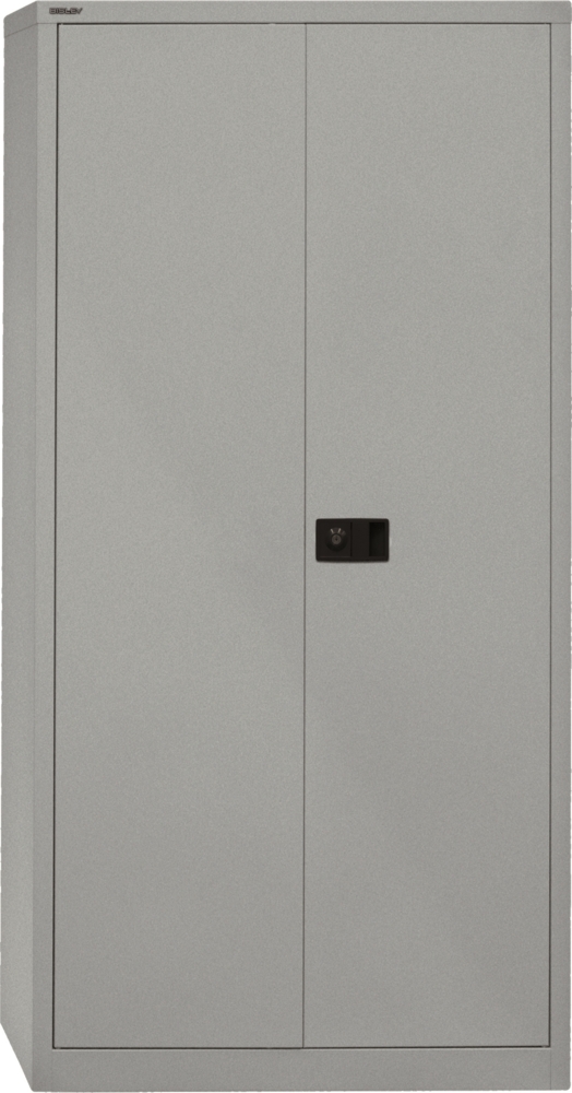 BISLEY Universal Garderobenschrank abschließbar - Stahlschrank mit Hutboden & Kleiderstange, Mitteltrennwand & 3 Fachböden, Flügeltürenschrank mit 3-Punkt-Schloss - Farbe: silber, E782AAG-355 Bild 1