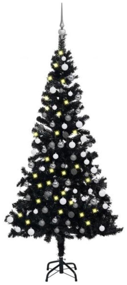 vidaXL Künstlicher Weihnachtsbaum Beleuchtung & Kugeln Schwarz 150 cm 3077675 Bild 1