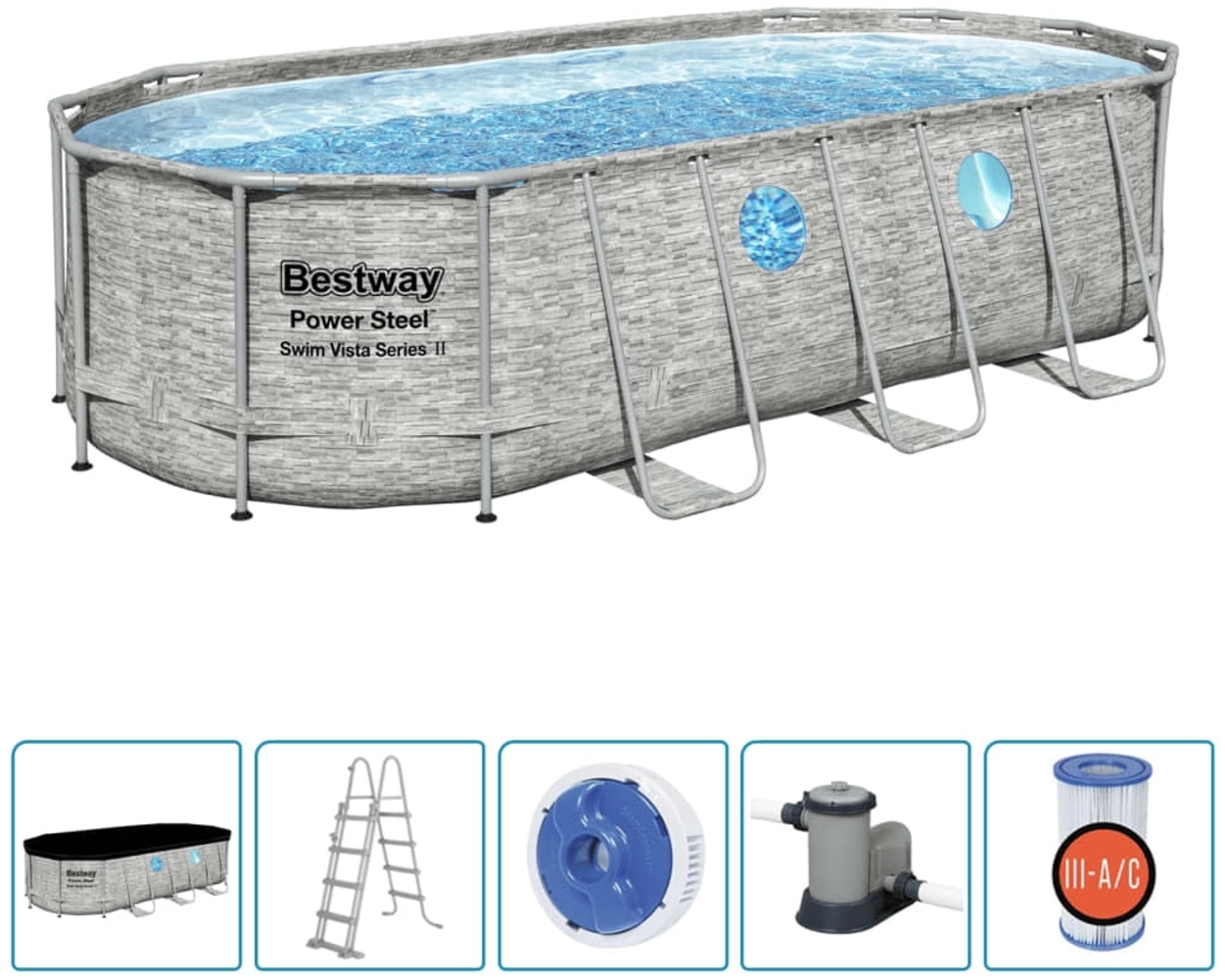 Bestway Pool-Set Power Steel Swim Vista Serie 549x274x122 cm 3202672 Bild 1