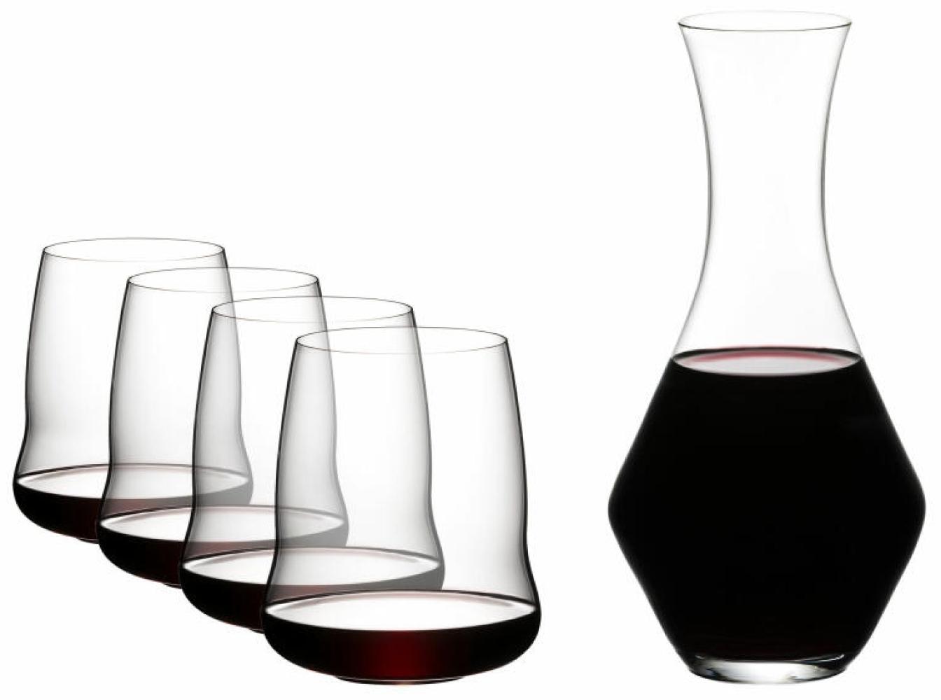 Riedel Stemless Wings Cabernet Vorteilsset 5-tlg, 4 Gläser mit Dekanter, Kristallglas, 5789/30 Bild 1