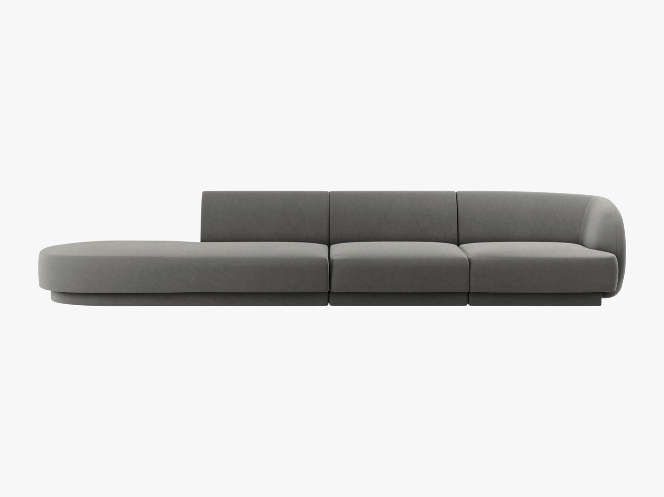 Micadoni 4-Sitzer Links Samtstoff Sofa Miley | Beinfarbe Black Plastic, Hellgrau, Samt Bild 1