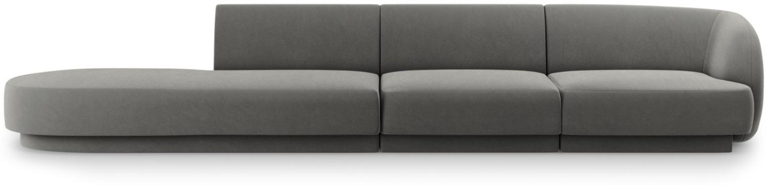 Micadoni 4-Sitzer Links Samtstoff Sofa Miley | Beinfarbe Black Plastic, Hellgrau, Samt Bild 1