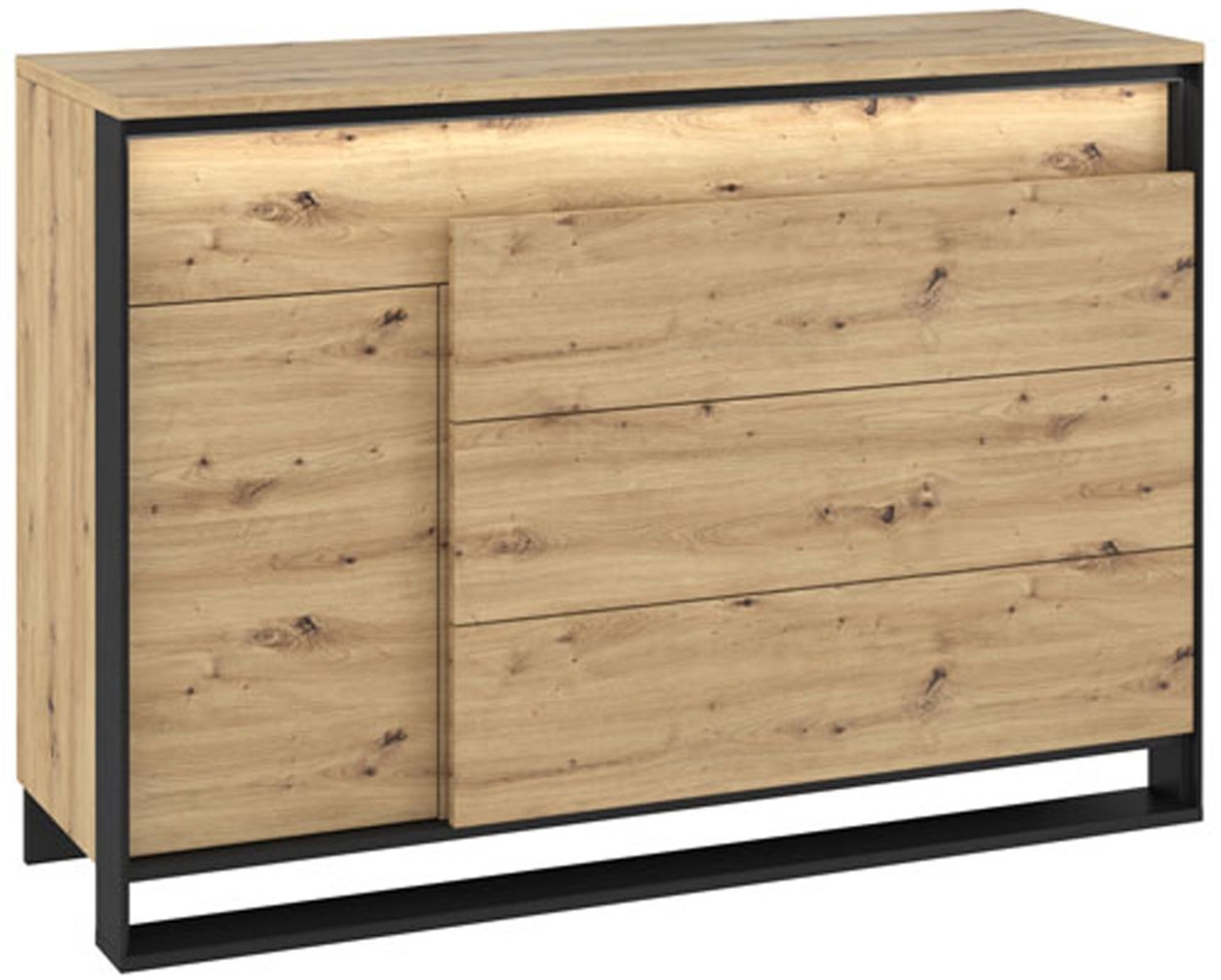 Kommode Quant Sideboard 90cm eiche artisan schwarz MDF grifflos Bild 1