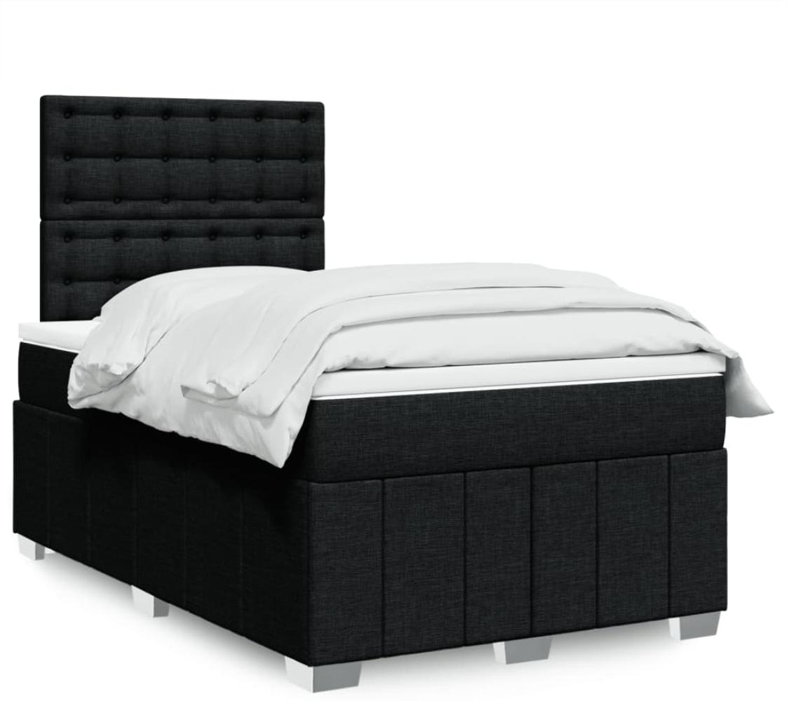 vidaXL Boxspringbett mit Matratze Schwarz 120x200 cm Stoff 3293951 Bild 1