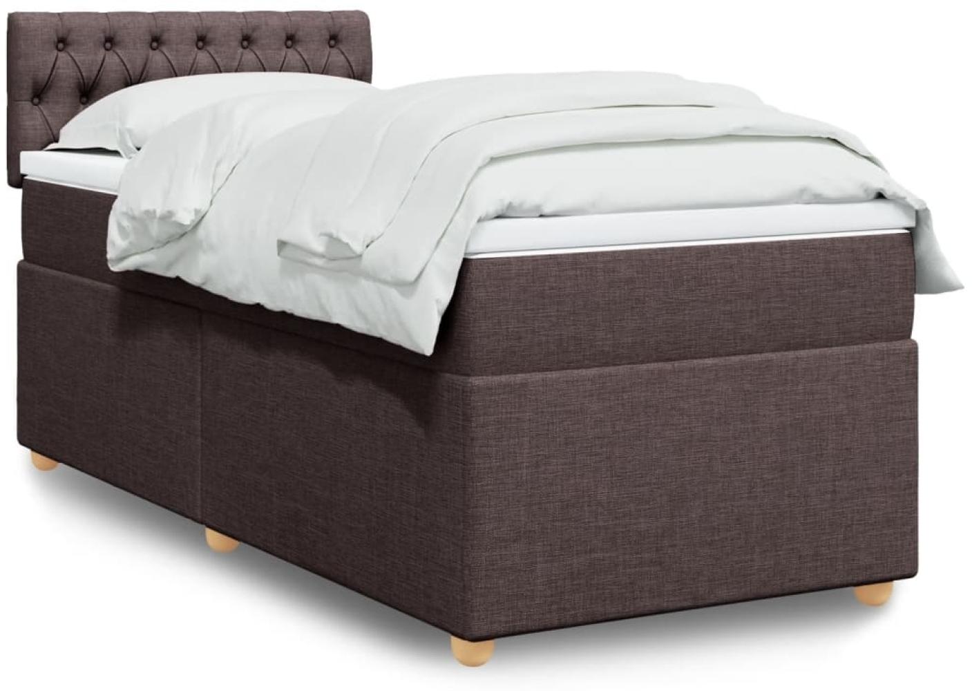 vidaXL Boxspringbett mit Matratze Dunkelbraun 100x200 cm Stoff 3288901 Bild 1