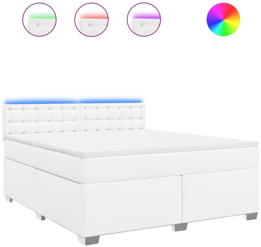 vidaXL Boxspringbett mit Matratze Weiß 180x200 cm Kunstleder 3288433 Bild 1