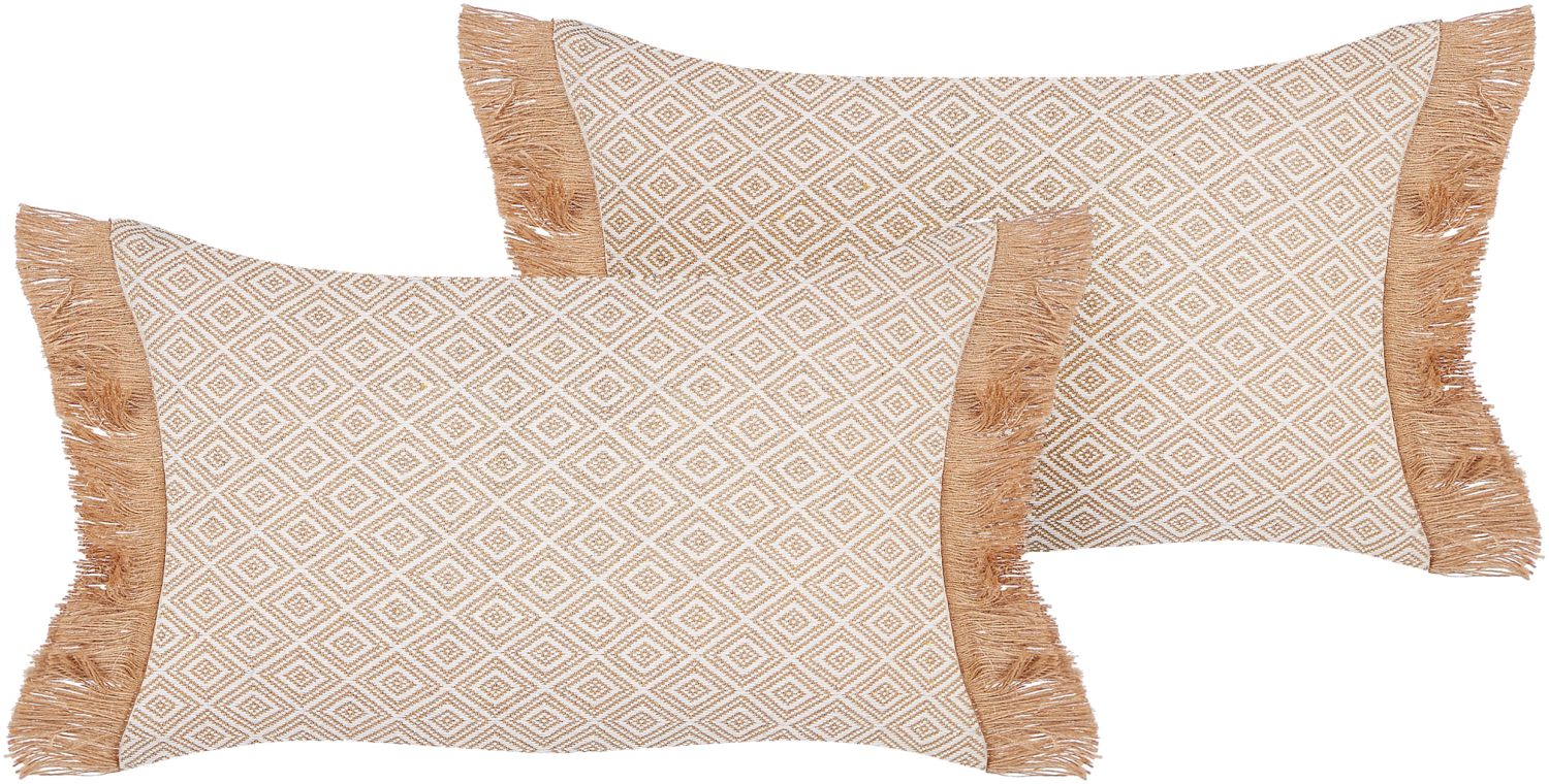 Kissen 2er Set Ohne Muster BOATH 30 x 50 cm Beige Bild 1