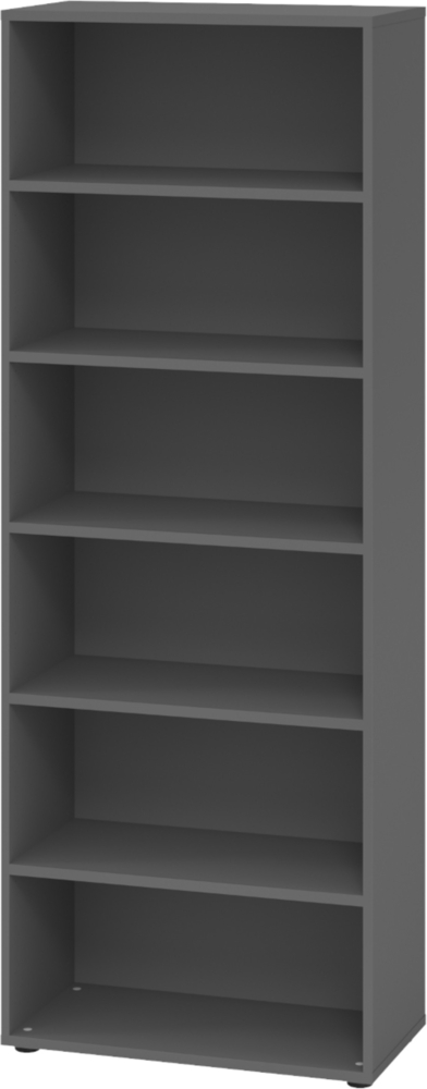 bümö Regal graphit, Standregal aus Holz für 6 Ordnerhöhen - Bücherregal 80 cm breit, Aktenregal für Ordner & Bücher, Büroregal, Holzregal, Ordnerregal, Aufbewahrungsregal, Buchregal, 968RE-G Bild 1