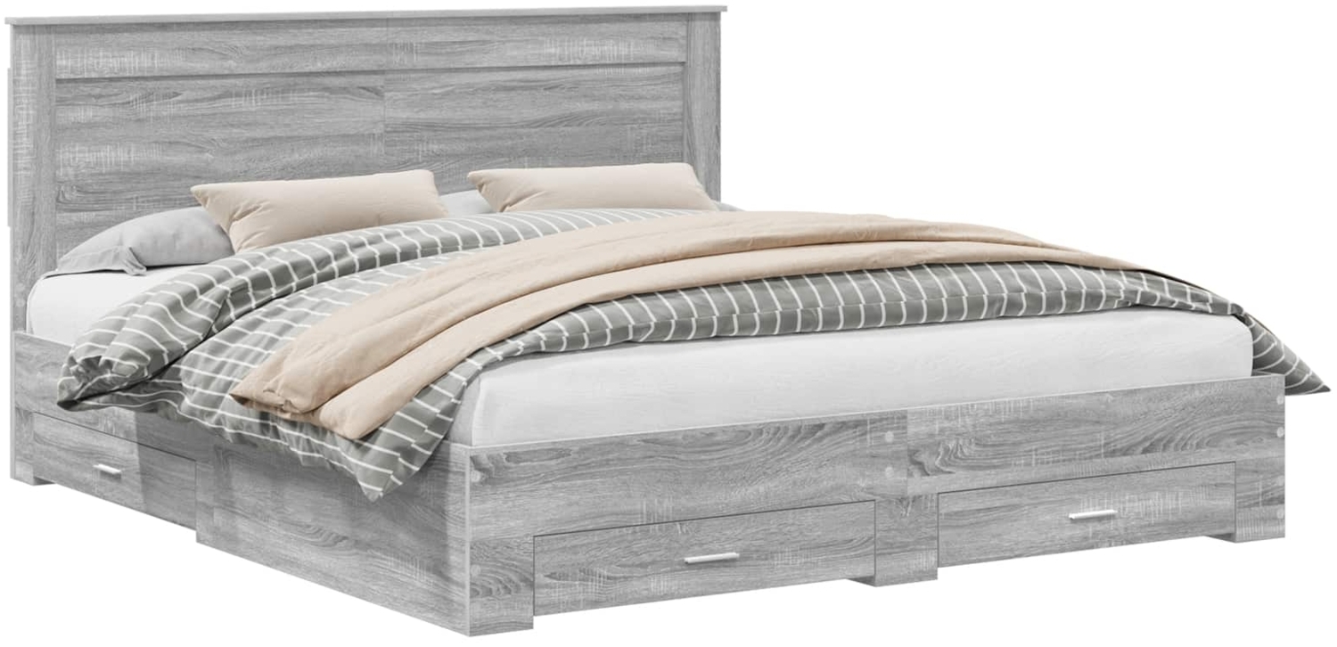 vidaXL Bettgestell mit Schubladen mit Kopfteil Holzwerkstoff 3410288 Bild 1