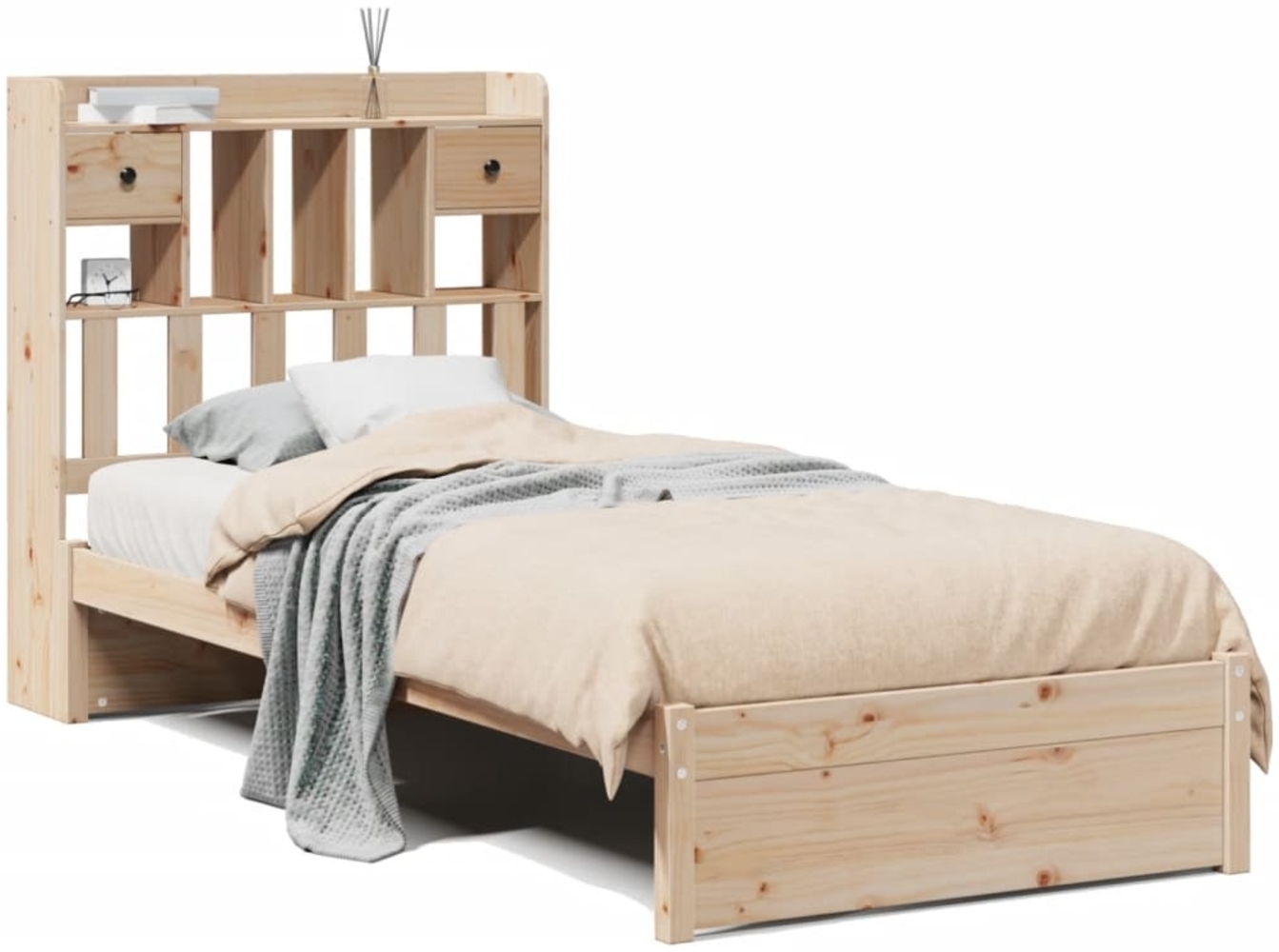 vidaXL Bücherregalbett ohne Matratze 75x190 cm Massivholz Kiefer 3322403 Bild 1