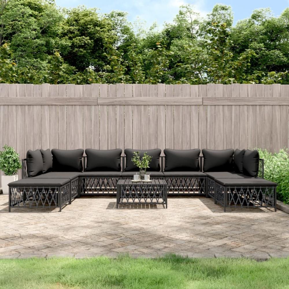 vidaXL 10-tlg. Garten-Lounge-Set mit Kissen Anthrazit Stahl 3186927 Bild 1