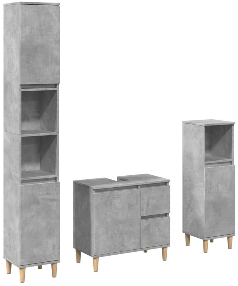 vidaXL 3-tlg. Badmöbel-Set Betongrau Holzwerkstoff 3324945 Bild 1