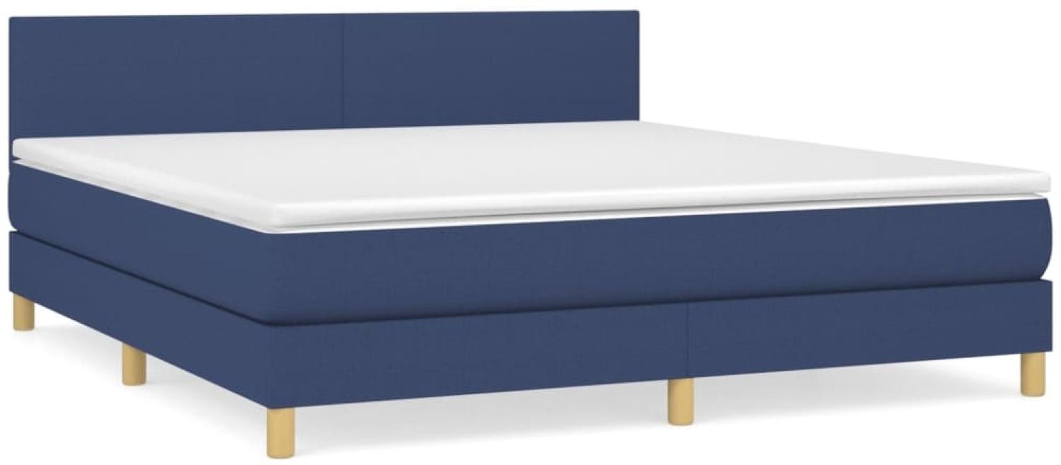 vidaXL Boxspringbett mit Matratze Blau 160x200 cm Stoff 3140471 Bild 1