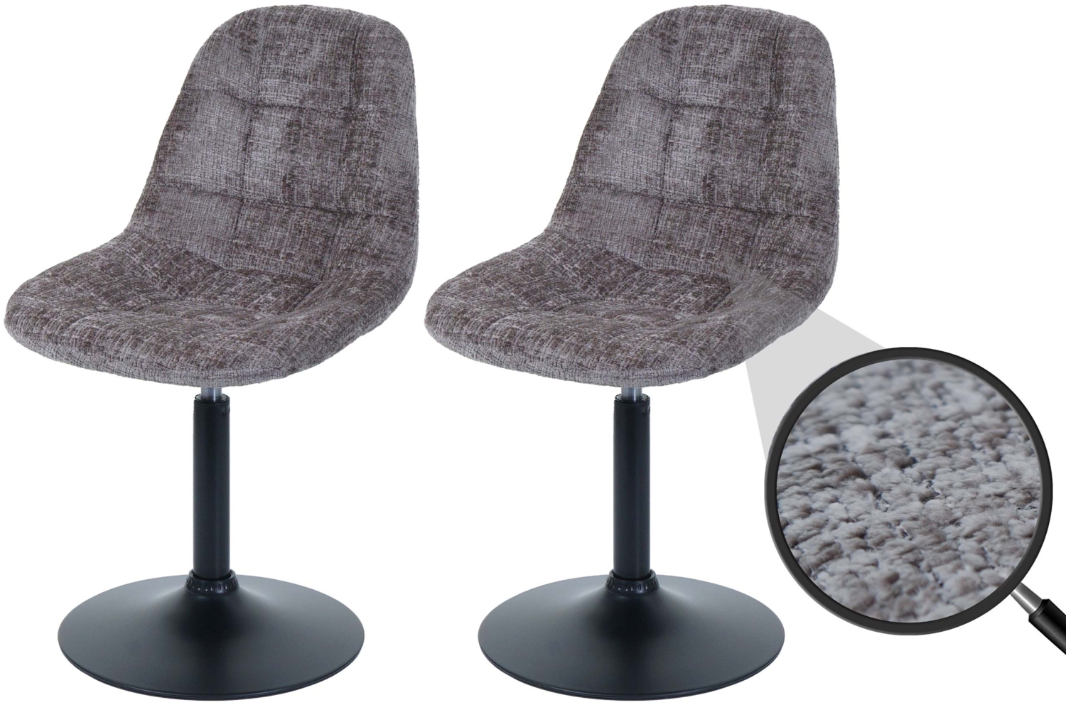2er-Set Esszimmerstuhl HWC-A60, Küchenstuhl Stuhl Drehstuhl, Stahl FSC® Stoff/Textil Chenille (465g/m²) ~ braun Bild 1