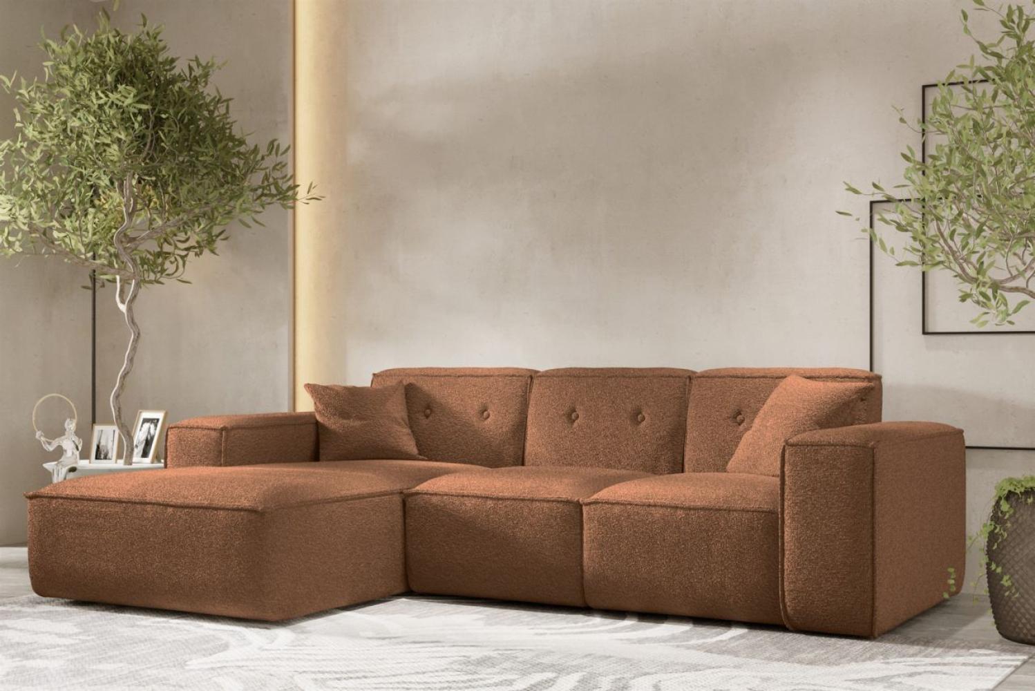 Ecksofa Designersofa CESINA Stoff Ascot Bukla Rostbraun Ottomane Links Bild 1