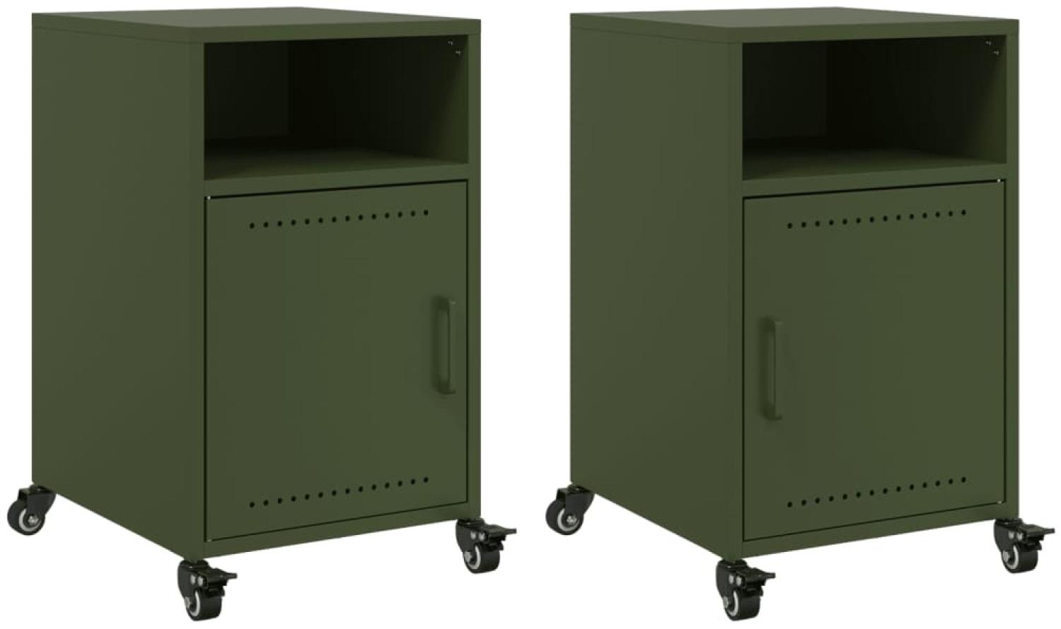 vidaXL Nachttische 2 Stk. Olivgrün 36x39x59 cm Stahl 846725 Bild 1