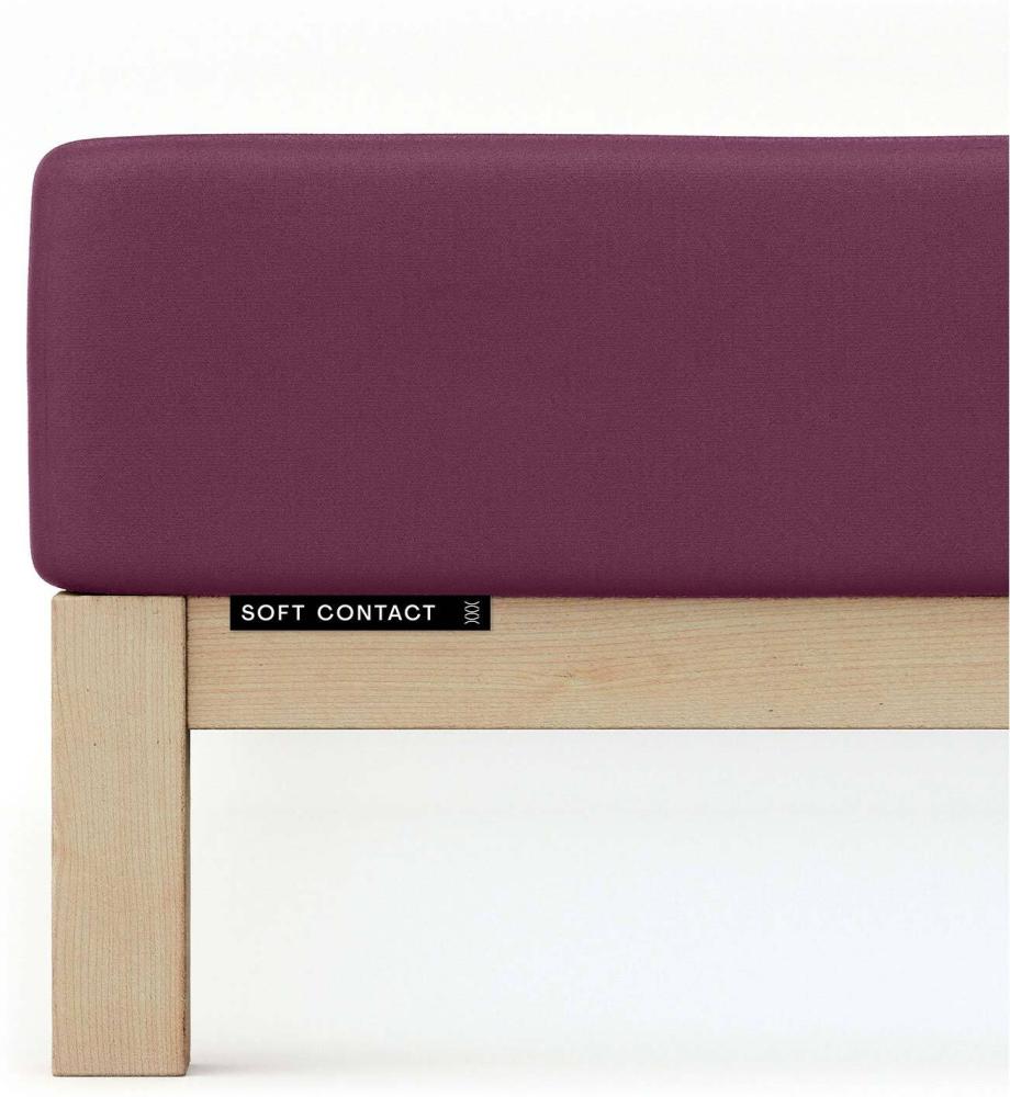 Schlafgut Jersey Spannbetttuch Soft Contact | 180x200 - 200x200 cm | purple-deep Bild 1