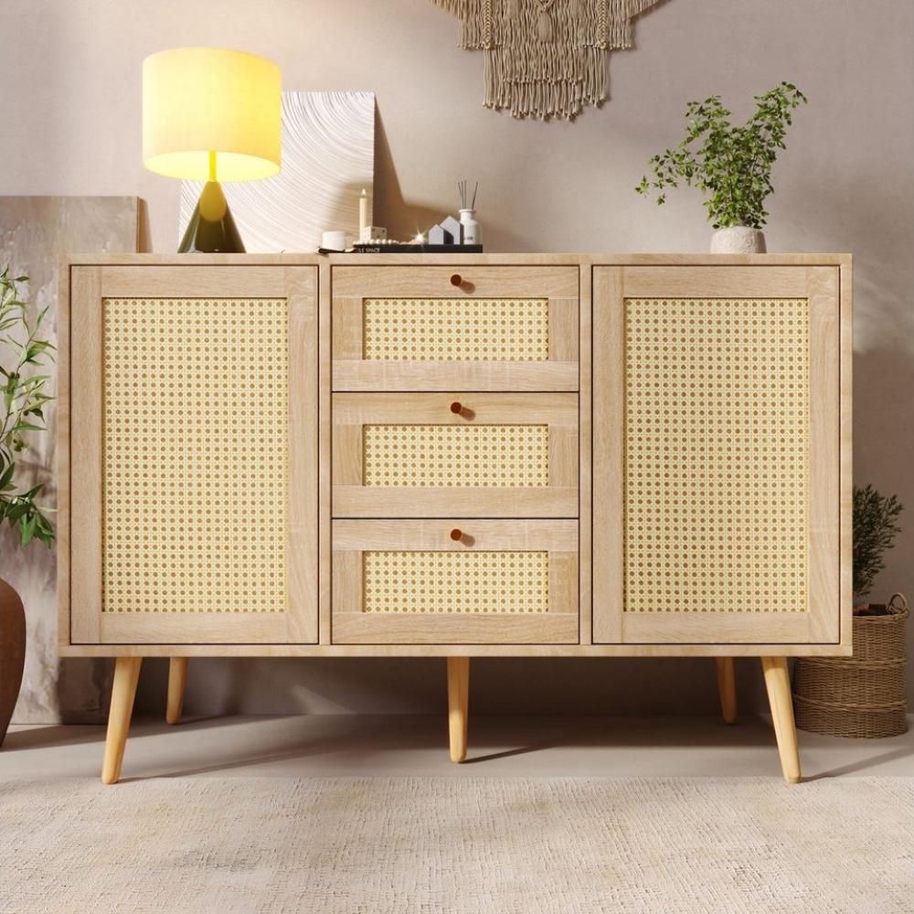 OKWISH Sideboard Esszimmer Wohnzimmer Kommode Stehschrank (Aufbewahrung Sideboard TV-Tisch, 1 St, mit Türen und Schubladen Sideboard), mit großem Stauraum Offwhite Creme Breite 120 cm Bild 1