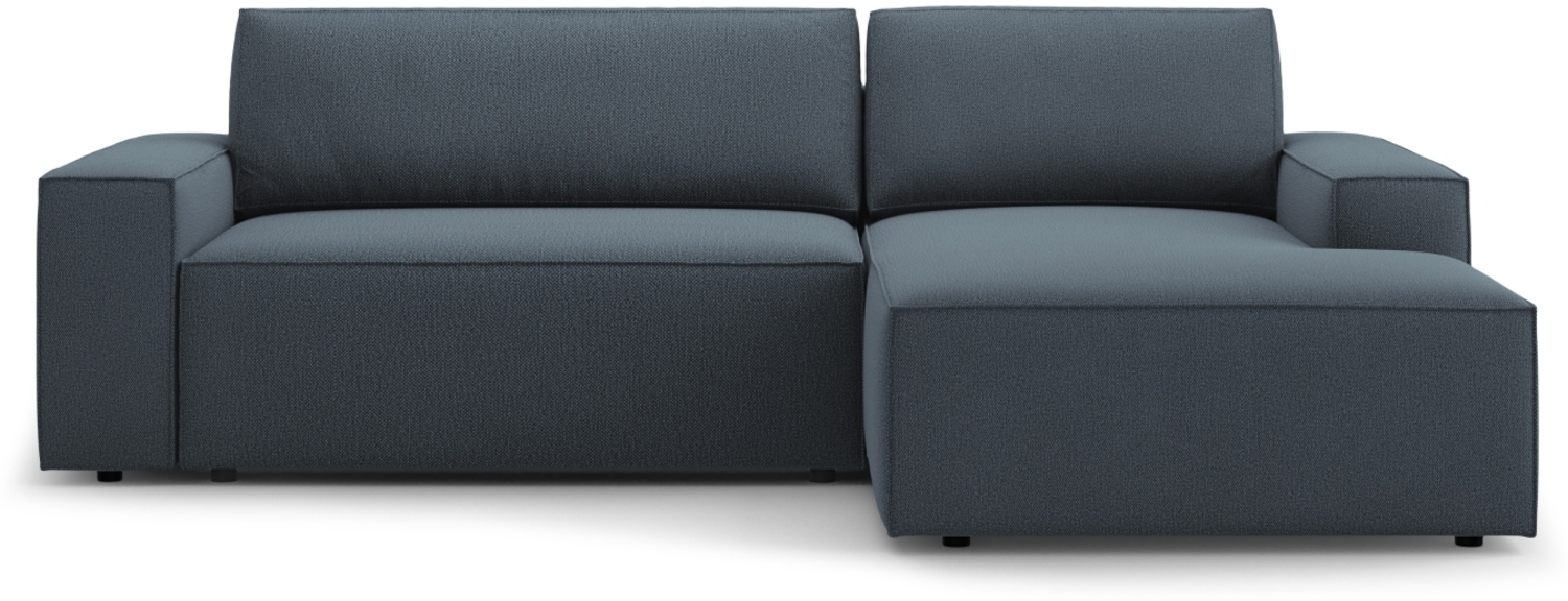 Micadoni Schlaf-Ecksofa Jodie 3-Sitzer Rechts Strukturierter Stoff Blau Bild 1