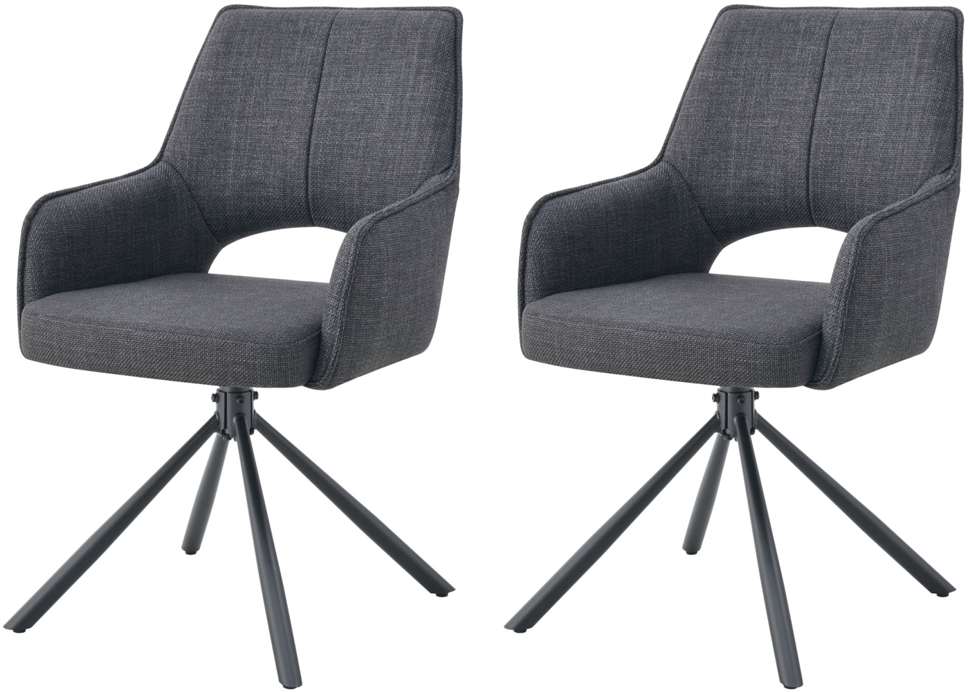 Tokio Drehstuhl 2er Set - Stuhl (B/H/T): 57 x 91 x 64 cm in Anthrazit Bild 1