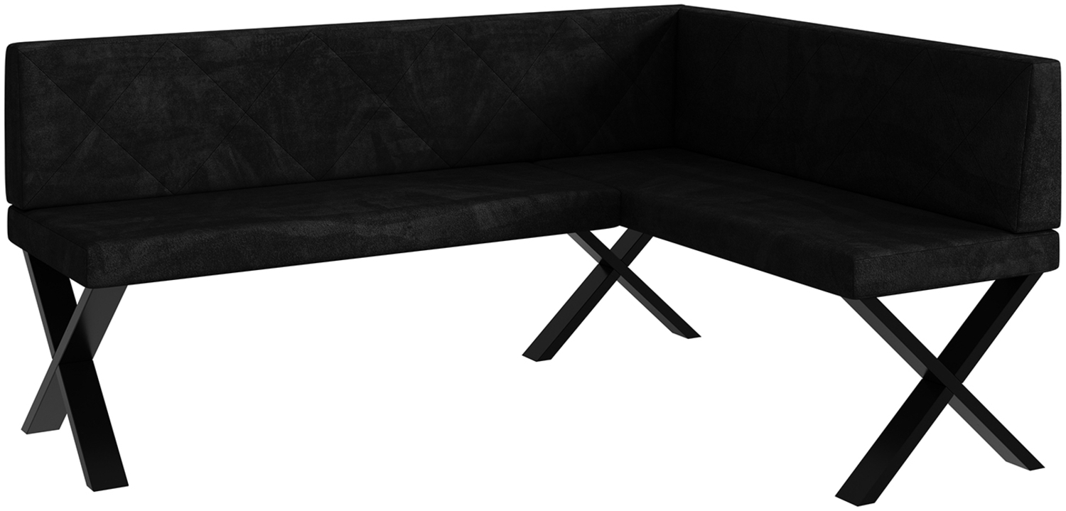 MEBLINI Eckbank für Esszimmer - Küchenbank - Essecke - Sitzecke Küche - ERIC - X-Beine 128 x 168 x 87 cm Rechts - Schwarz Samt Bild 1