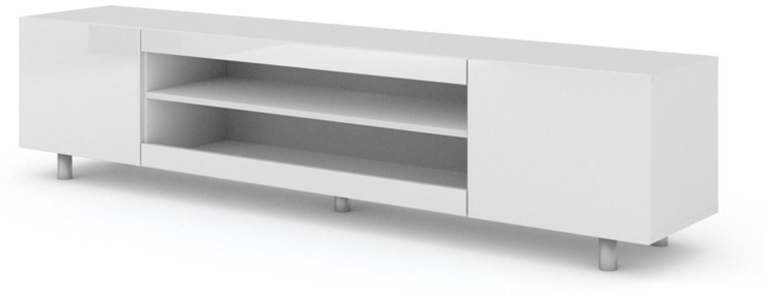 TV-Schrank Kommode KATE, 189 cm, Hochglanz-Weiß Bild 1