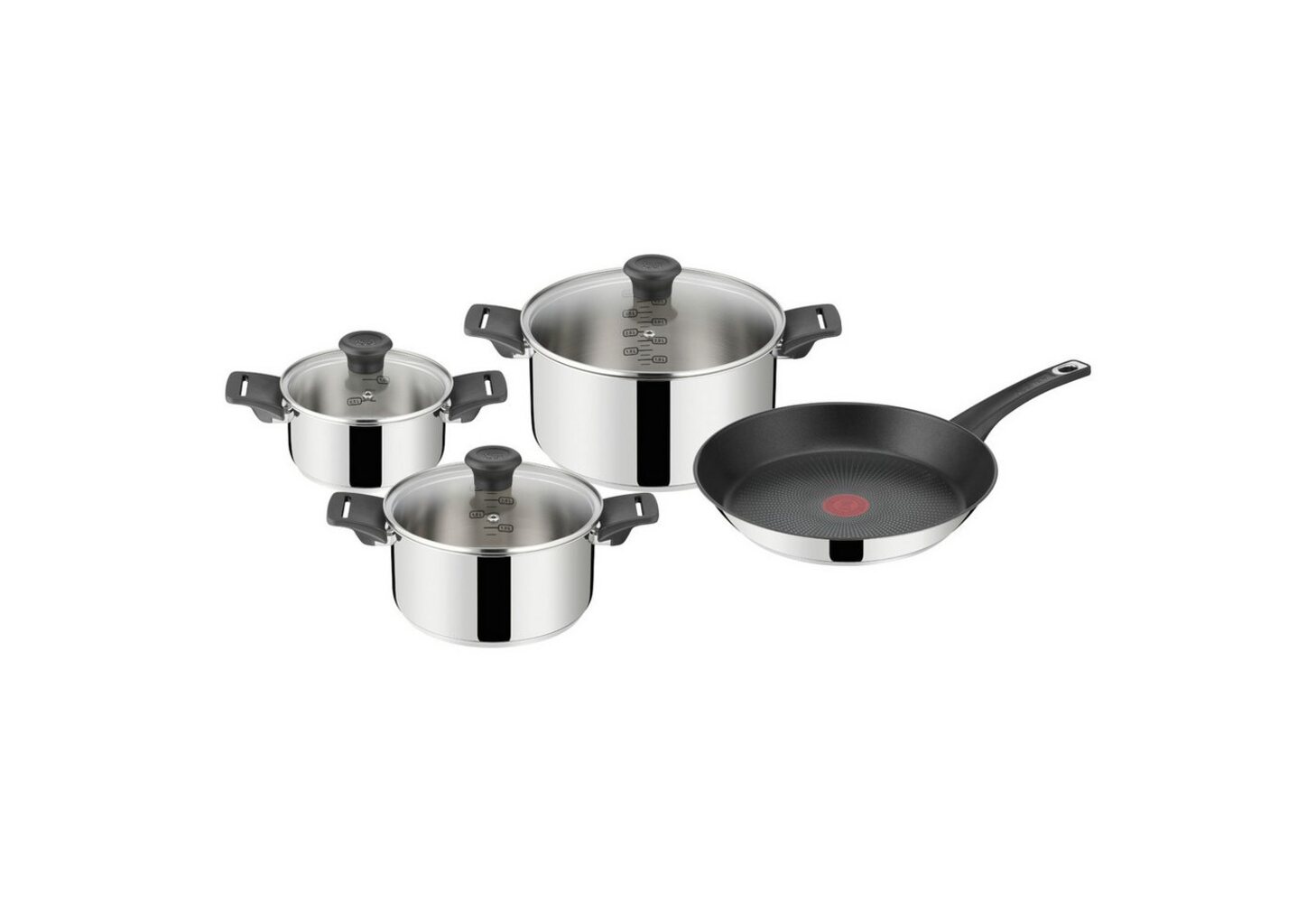 Tefal Topf-Set Bratpfanne Kochtöpfe Deckel alle Herdarten 7-tlg, Edelstahl (Set), Induktion Bild 1