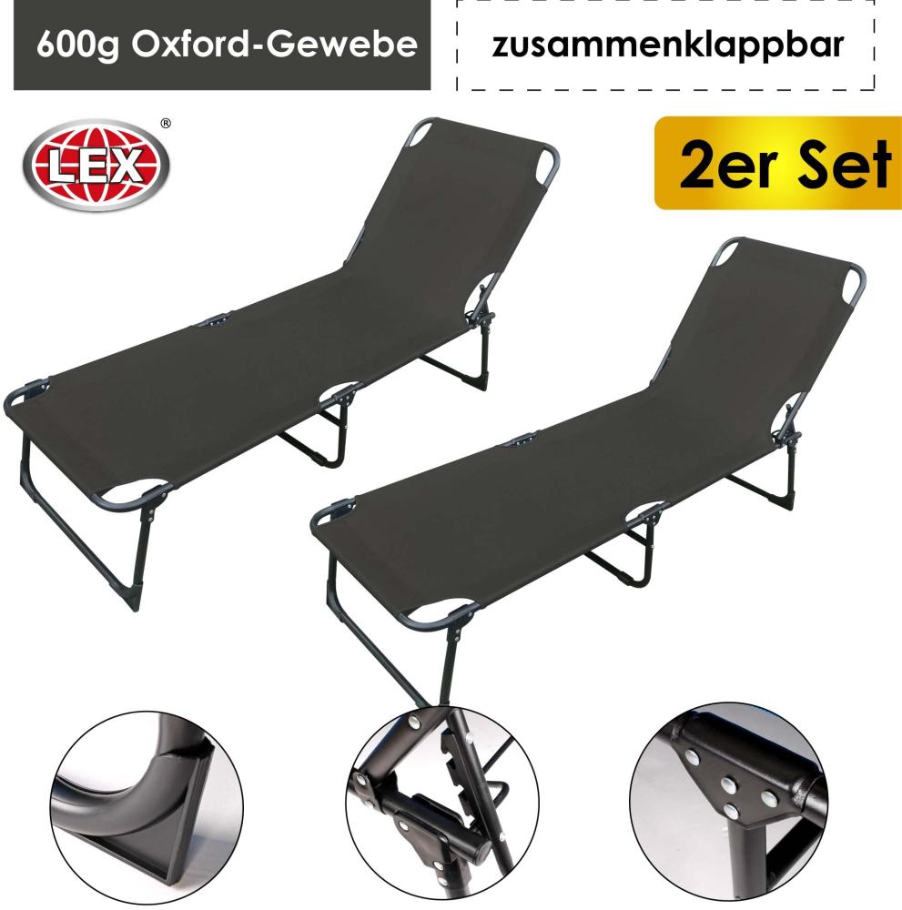 2er-Set Gartenliege 3-Bein Sonnenliege klappbar Strandliege Liegestuhl 188cm Bild 1