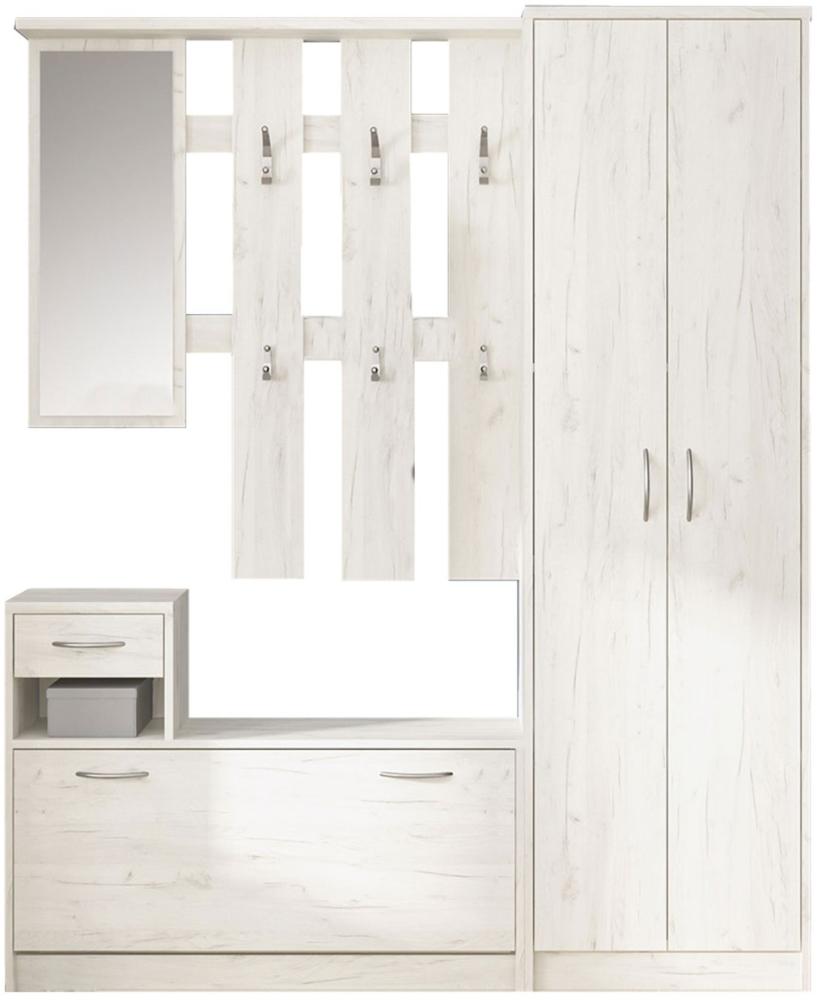 Garderoben-Set IZA Flurgarderobe 155x26x190cm weißeiche Spiegel 3-teilig Bild 1