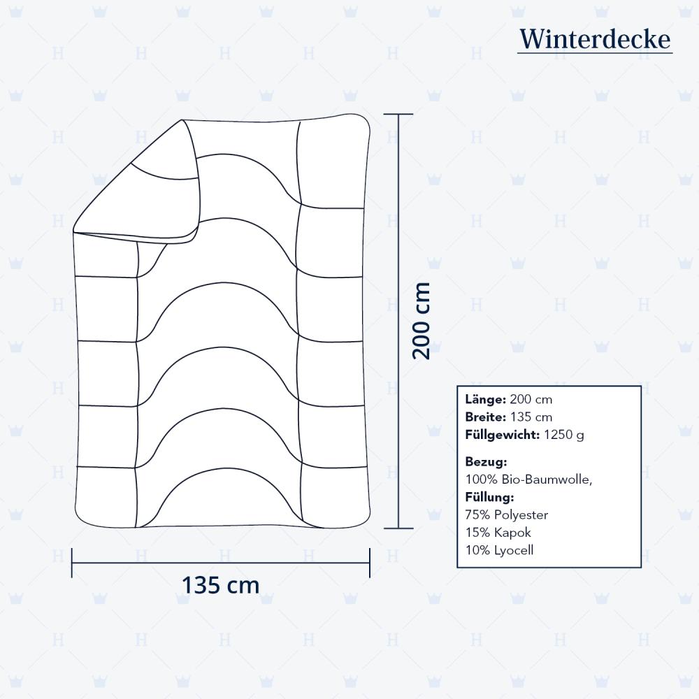 Heidelberger Bettwaren Bettdecke 135x200 cm, Made in Germany | Winterdecke, Schlafdecke, Steppbett mit Kapok-Füllung | atmungsaktiv, hypoallergen, vegan | Serie Kanada Bild 1