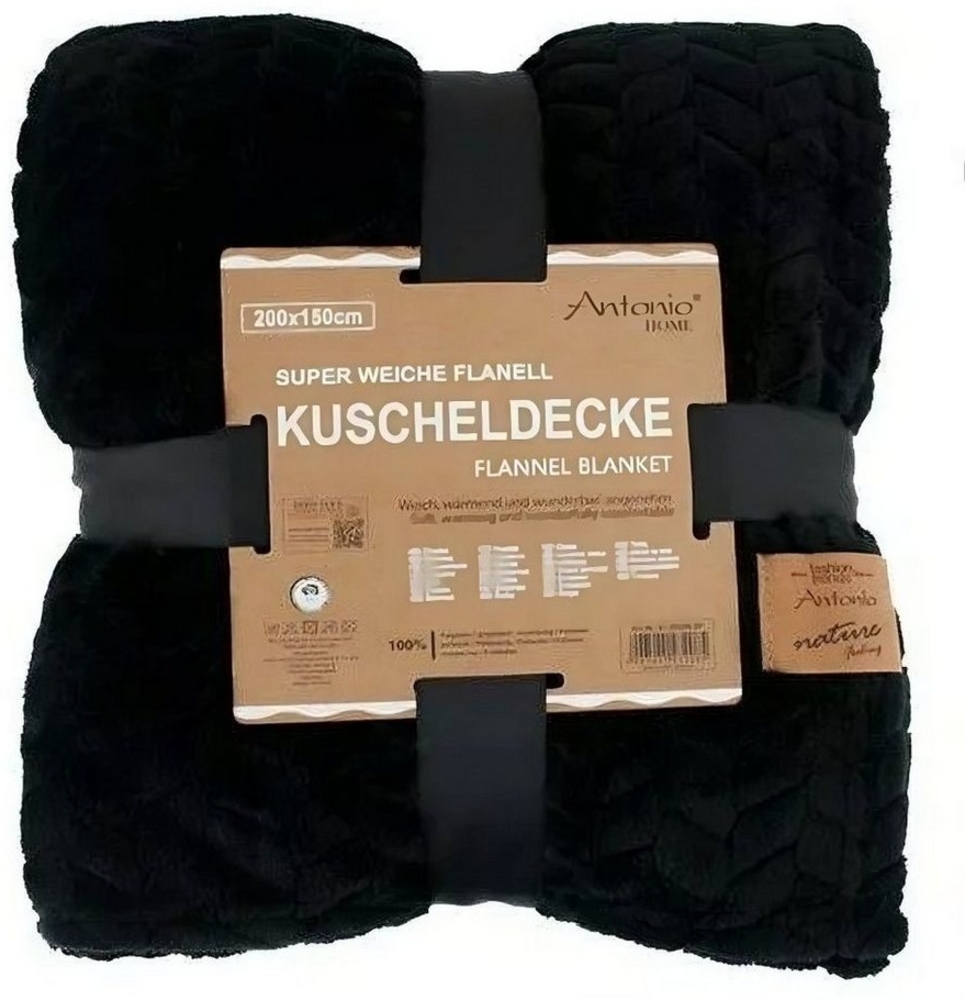 Jacquard Wohndecke » Kuscheldecke 150x200cm » Kuscheldecke glänzend » Couchdecke » Tagesdecke warm und weich - Schwarz Bild 1