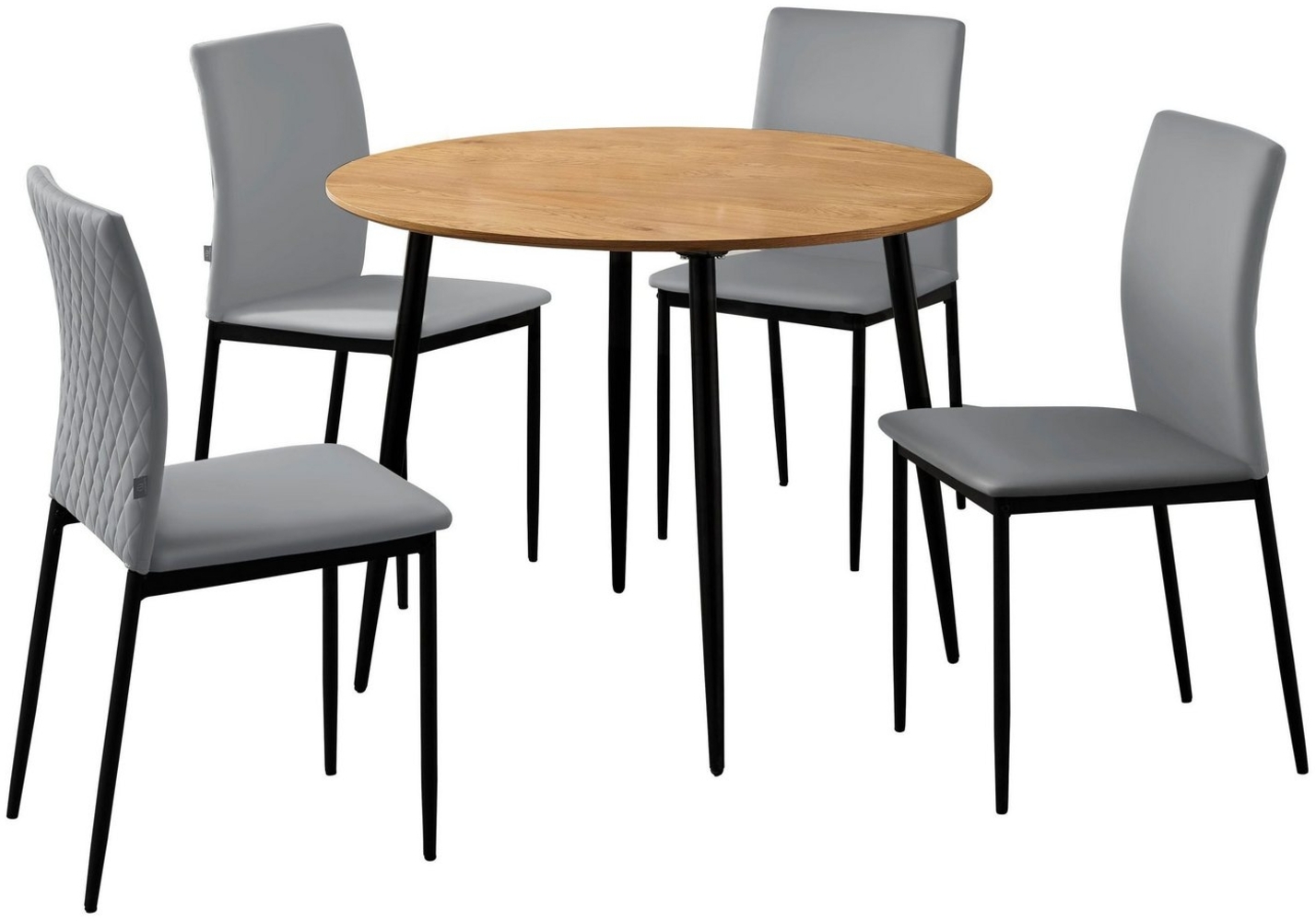 loft24 Essgruppe Padova, (Set, 5-tlg, Tisch mit 4 Stühlen), 1 runder Tisch 120 cm mit 4 Stühlen, Bezug in Lederoptik Bild 1