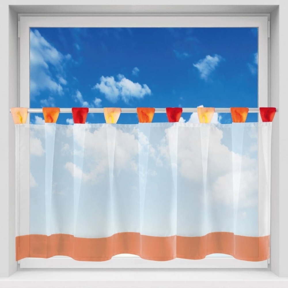 Bistrogardine mit Schlaufen ca. 150x45 cm Auswahl: orange - rot Bild 1