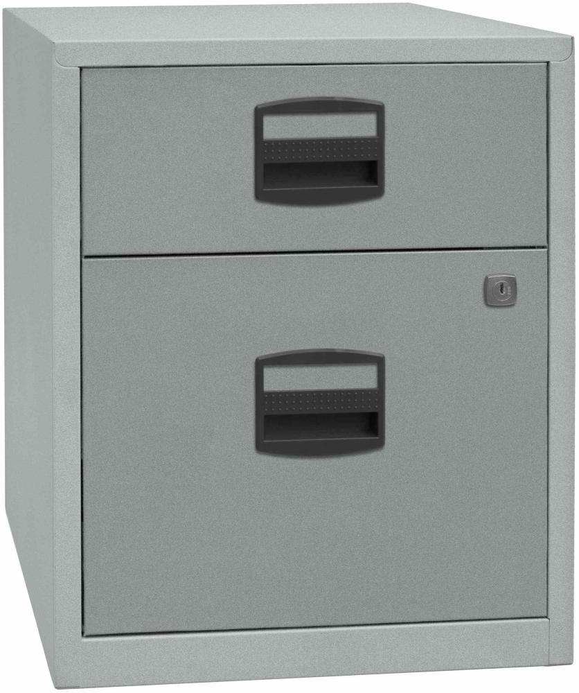 mobiler Beistellschrank PFA, 1 Universalschublade, 1 HR-Schublade, Farbe silber Bild 1