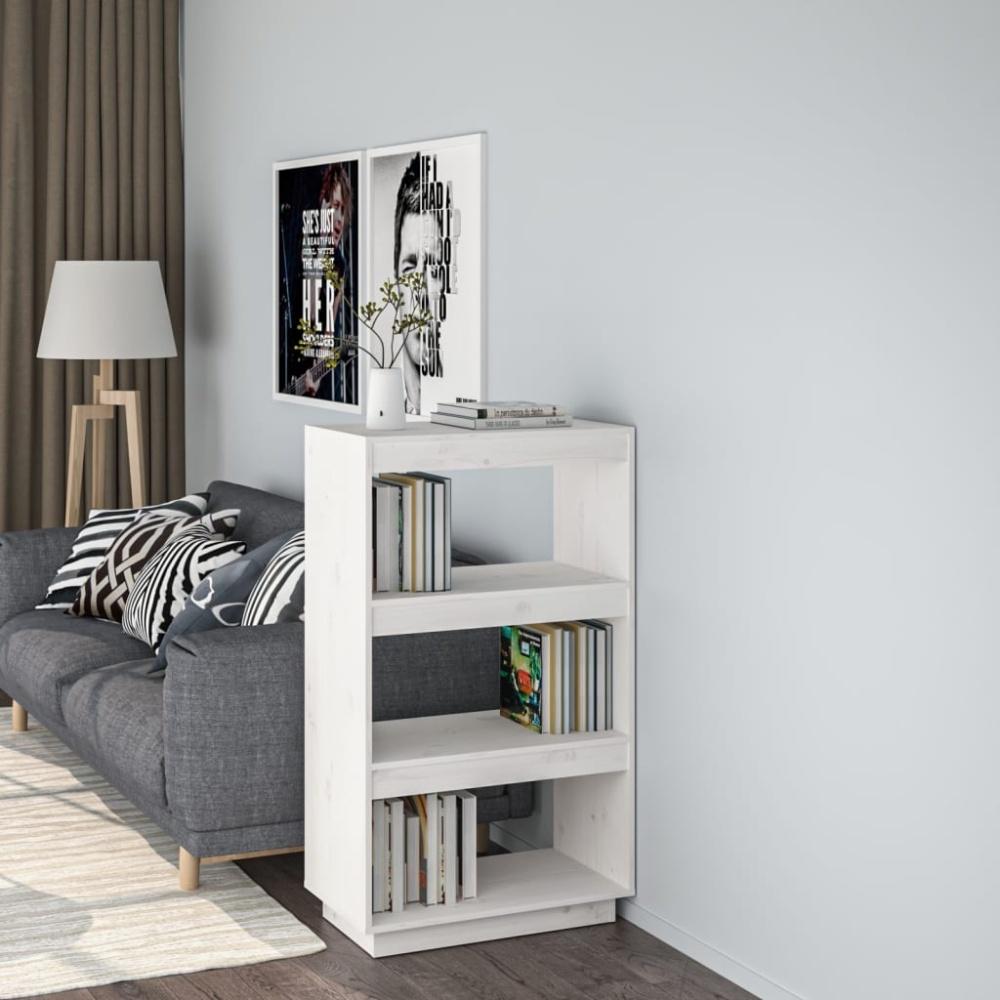 vidaXL Bücherregal/Raumteiler Weiß 60 x 35 x 103 cm Massivholz Kiefer 810865 Bild 1