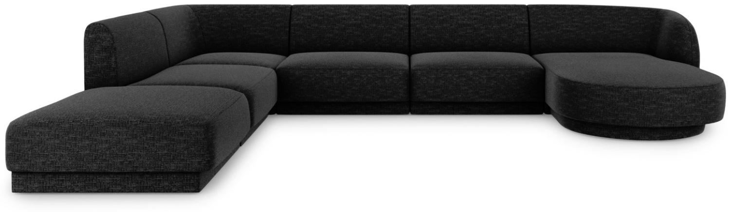 Micadoni 6-Sitzer Panorama Ecke links Sofa Miley | Beinfarbe Black Plastic, Schwarz, Chenille Bild 1