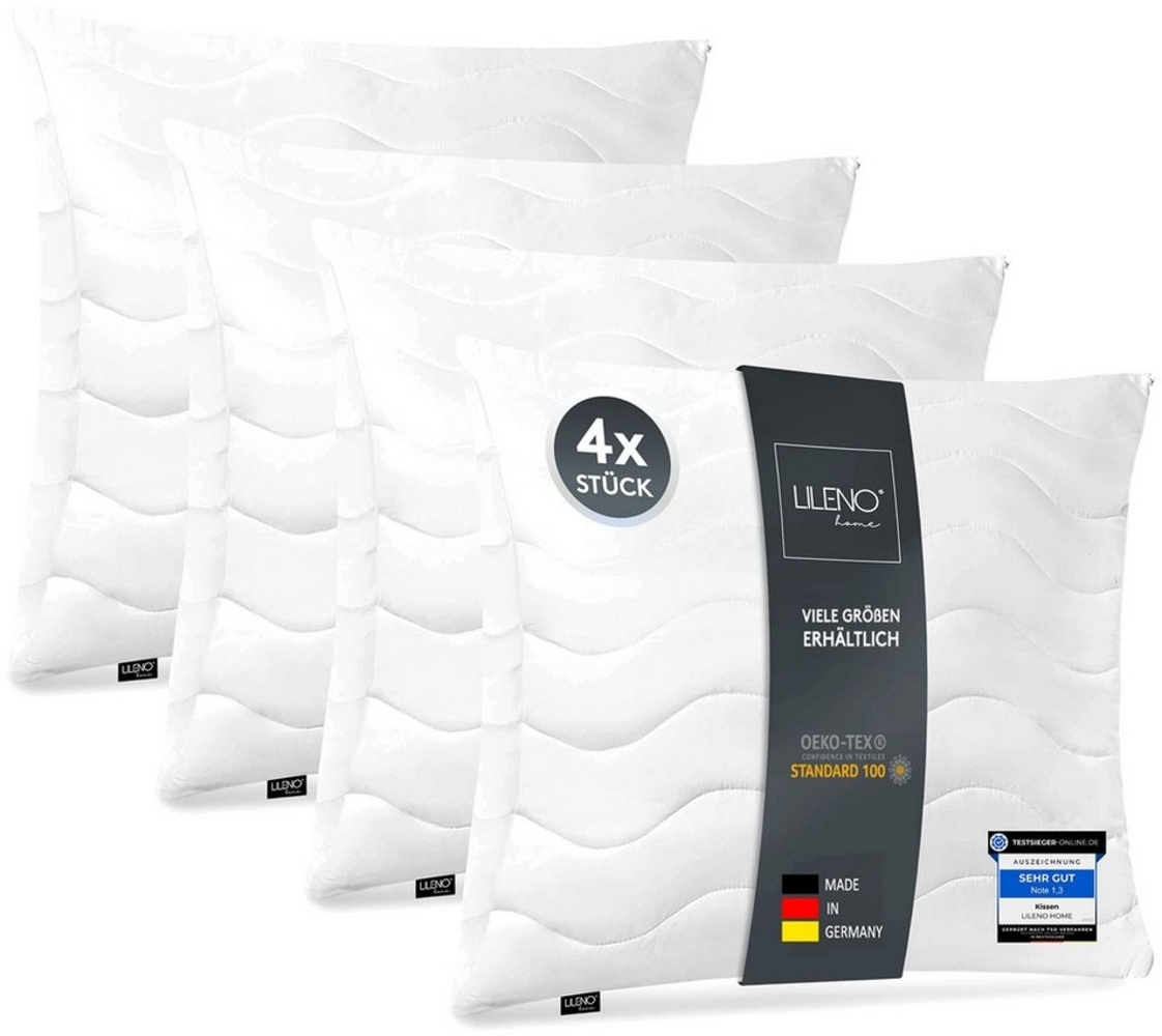 LILENO HOME Kopfkissen - gestepptes Kissen in verschiedenen Größen - Made in Germany, Füllung: 100% Polyester, Rückenschläfer, Seitenschläfer, Bauchschläfer, Set, 4er Set, Kopfkissen 40x40 cm, allergikergeeignet, Bettkissen oder Dekokissen Bild 1
