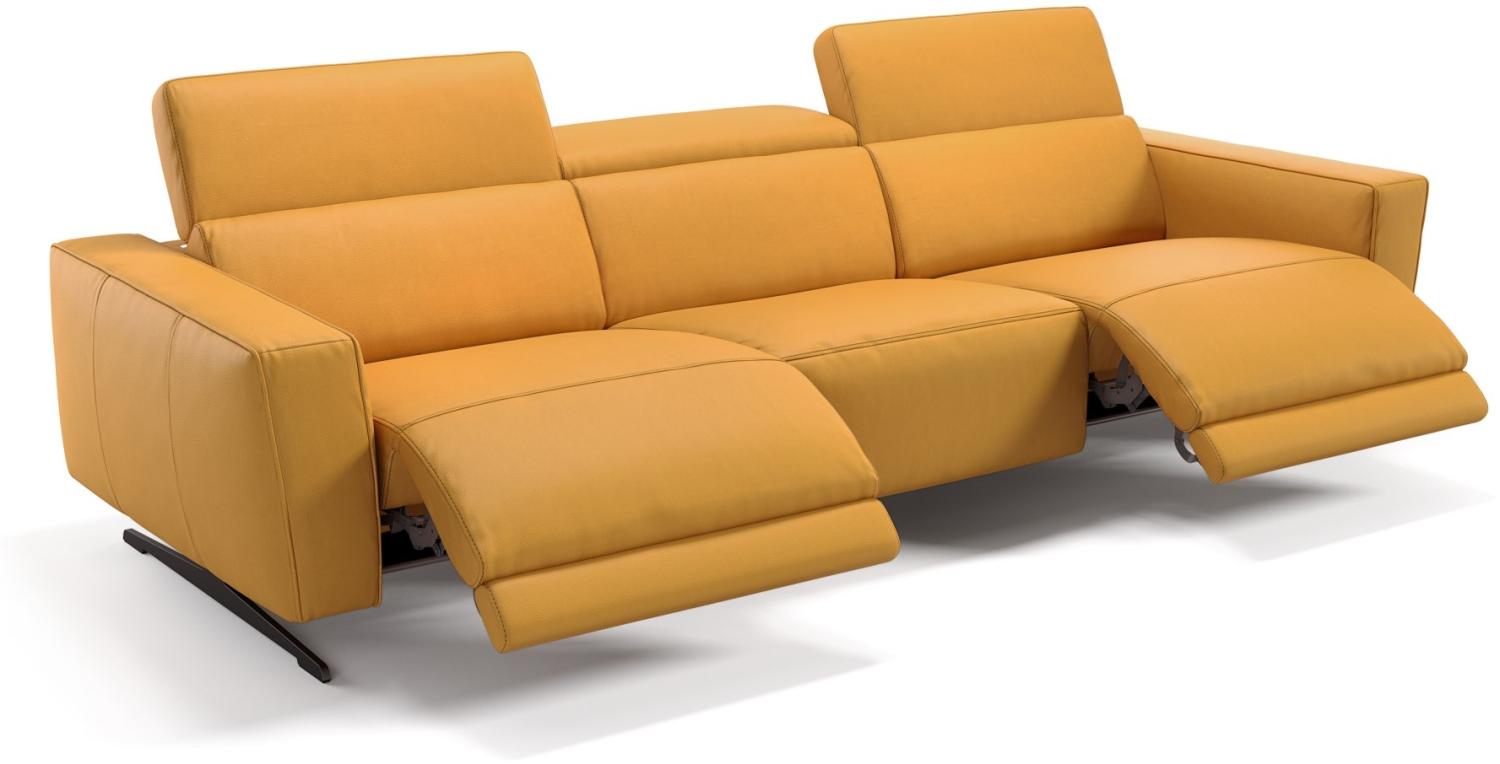 Sofanella 3-Sitzer ALESSO Ledercouch XXL Sofa in Gelb M: 258 Breite x 108 Tiefe Bild 1