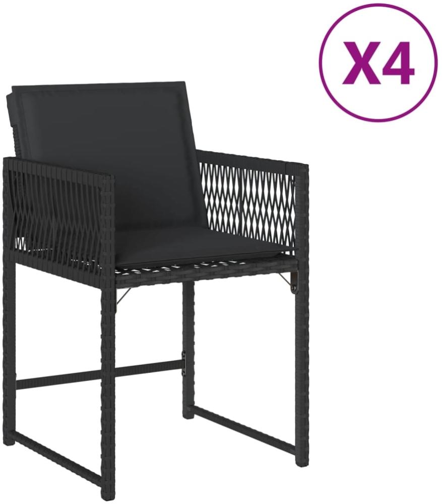 vidaXL Gartenstühle mit Kissen 4 Stk. Schwarz Poly Rattan 365018 Bild 1