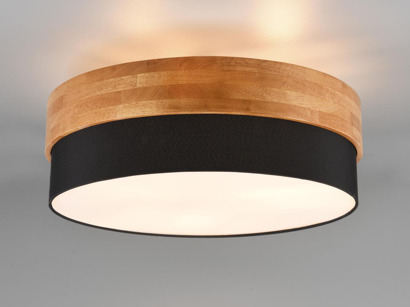 Deckenleuchte SEASONS Holzlampe mit Stoffschirm Schwarz Ø 50cm Bild 1